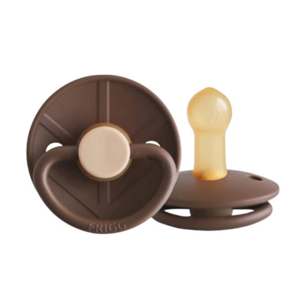 Speen siliconen schild met natuurrubber tepel hartvorm bruin