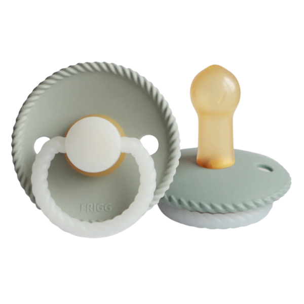 Speen siliconen schild met natuurrubber speen in sagegroen