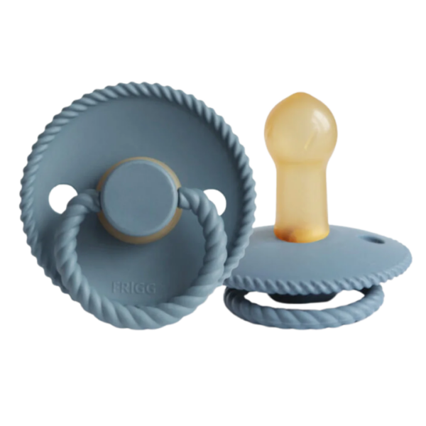 FRIGG speen siliconen met touwrand en natuurrubber speen blauwgrijs