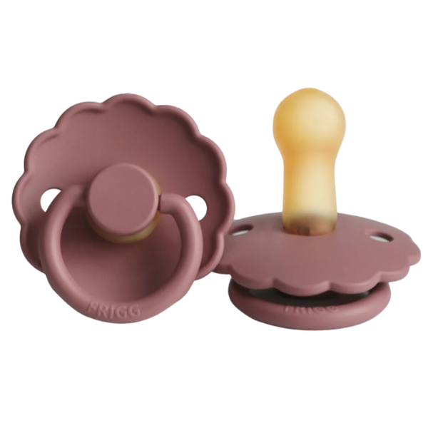 FRIGG speen siliconen met bloemvorm en natuurrubber speen oudroze