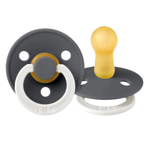 Fopspeen natuurrubber donkergrijs schild met ronde speen