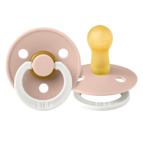 Fopspeen natuurrubber roze schild met ronde speen