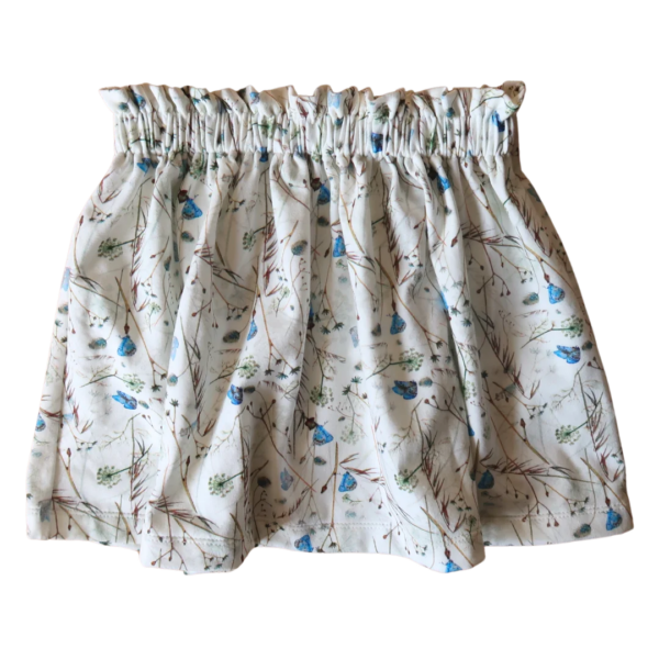 Rok katoen met botanische print en blauwe vlinders