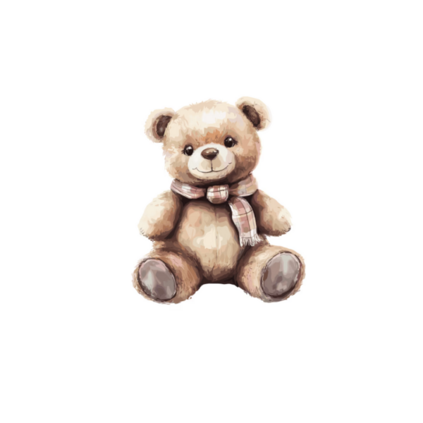 Wenskaart met een afbeelding van een schattige teddybeer met een sjaaltje